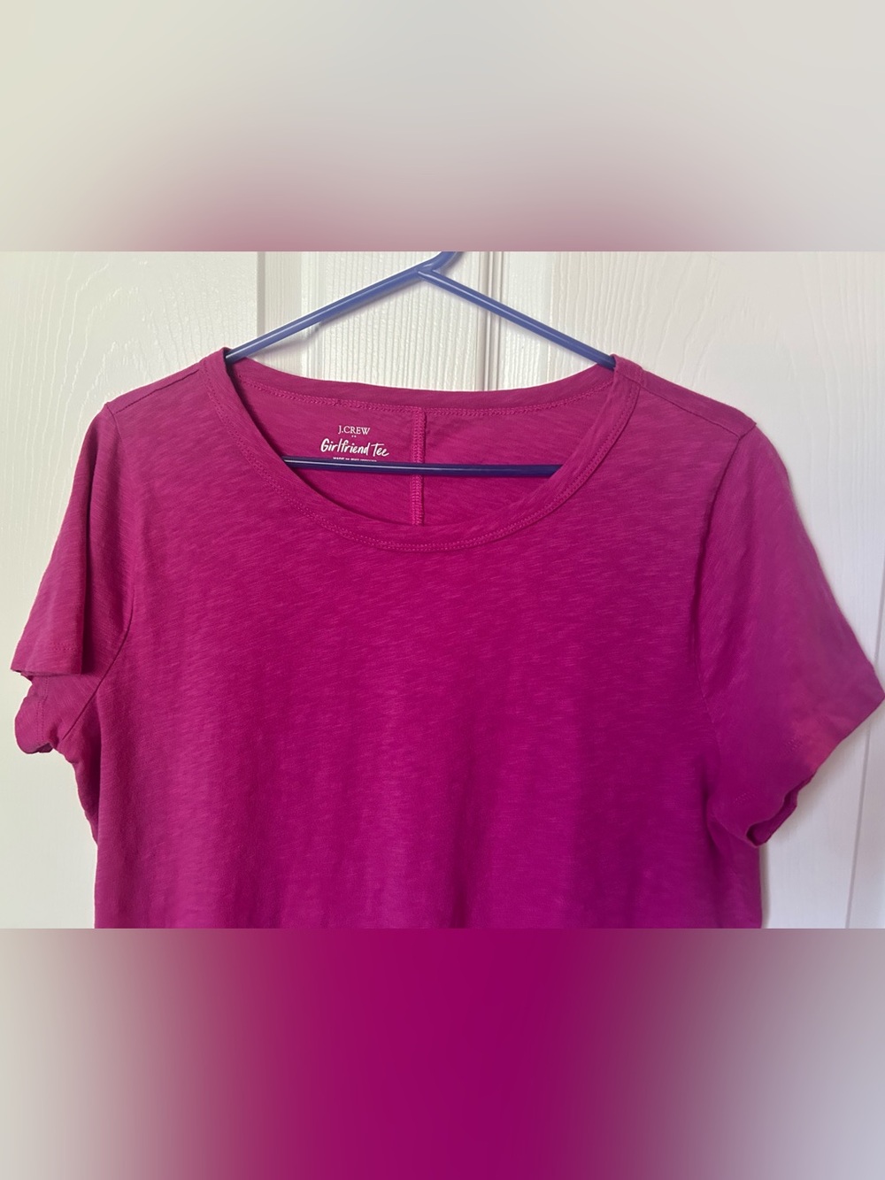 J. Crew Pink/Magenta Short Sleeve Casual Girlfriend Tee Shirt Size Large - Picture 5 of 8